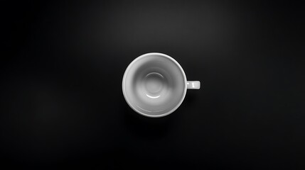 Empty white coffee cup on black background