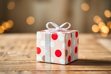 Adorable and charming 3D-rendered cube-shaped gift box with a ribbon, perfect for festive scenes, holiday packaging concepts, and cheerful decorative digital illustrations
