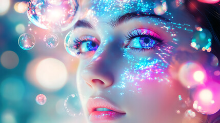 Futuristic Glass and Water Molecular Designs: A Conceptual Exploration of Advanced Skincare and Cosmetic Innovation, Blending Organic Patterns, Bioluminescence, and Minimalist 3D Aesthetics