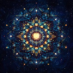 Cosmic galaxy breathes life into sacred mandala high resolution picture