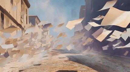 Rugged desert landscape with towering rock formations