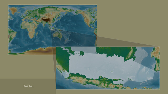 Java Sea. Location. Physical map
