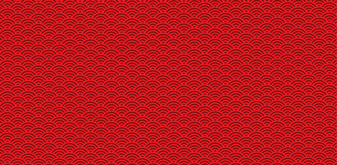 Traditional Japanese wave pattern seamless vector, oriental background texture