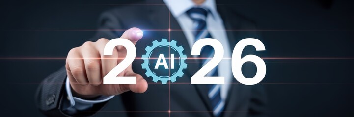 Person selecting the year 2026 with an AI icon.