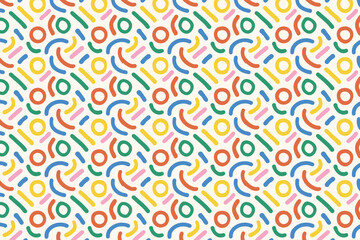 Fototapeta premium Colorful wave seamless pattern. Playful abstract doodle background for kids fabric, nursery wallpaper, or fun textile print.