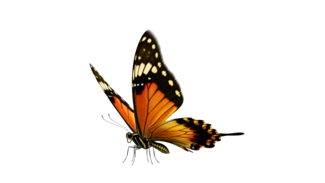 Orange and Black Butterfly Isolated on White
