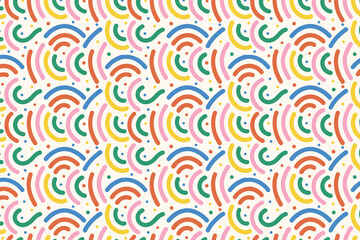 Colorful wave seamless pattern. Playful abstract doodle background for kids fabric, nursery wallpaper, or fun textile print.