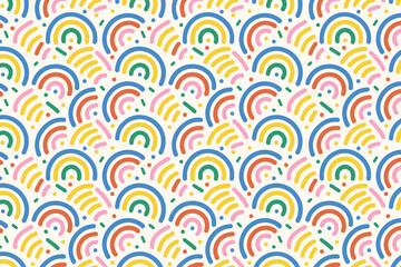 Colorful wave seamless pattern. Playful abstract doodle background for kids fabric, nursery wallpaper, or fun textile print.