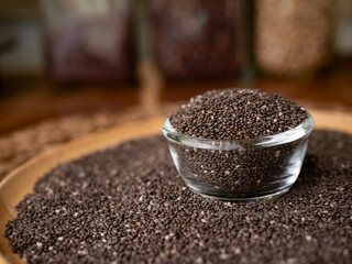 Organic natural chia seeds health benefits superfood.