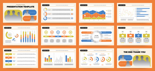Modern presentation slide templates. Infographic elements template set for web, print, annual report brochure, business flyer leaflet marketing and advertising template. Vector Illustration.