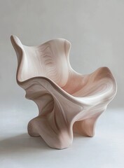 Sculptural wooden chair with flowing organic forms