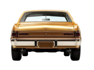 golden car back view isolated on transparent background