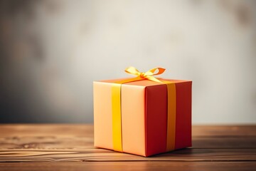 Adorable and charming 3D-rendered cube-shaped gift box with a ribbon, perfect for festive scenes, holiday packaging concepts, and cheerful decorative digital illustrations