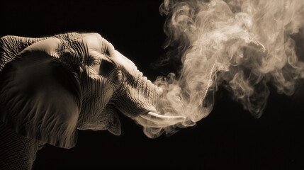 Obraz premium Close-up of smoke resembling an elephant raising its trunk