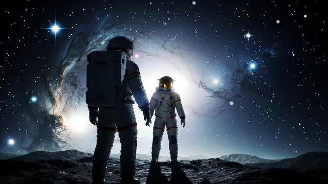 Exploration of Cosmic Horizons: Two Astronauts in a Distant Galaxy Scenario