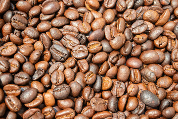Fresh premium roasted brown Arabica coffee beans background