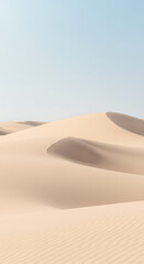 Serene Minimalist Desert Landscape: Soft Sand Dunes Under a Pale Sky