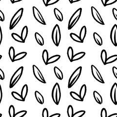 Delicate vector leaf pattern with minimalist design elements in black and white color scheme