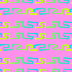 Colorful abstract vector pattern with wavy lines over a pink background