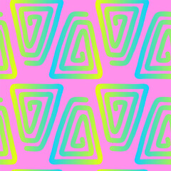 Colorful geometric vector pattern with spirals and pastel background for creative projects and designs