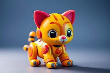 Adorable and energetic 3D-rendered toy robot with expressive features and playful design, perfect for children’s toys, futuristic characters, and creative digital illustrations
