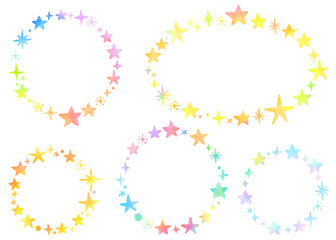 A round frame made up of stars　星のフレーム　円形フレーム