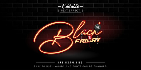 Black friday sale poster with discount offers. Editable text effect.