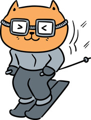 Illustration of cat skiing
