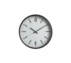 Wall clock with minimalist face.
