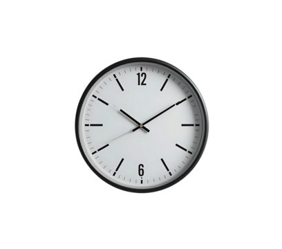 Wall clock with minimalist face.
