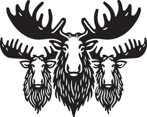 Moose Vector In Black and White