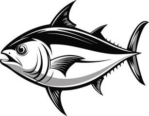 Realistic Side View Of A Tuna With Fin And Tail D