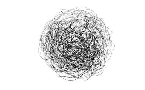 Chaotic black scribble on white background