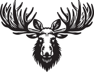 Moose Vector In Black and White