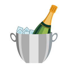Bottle of champagne in the ice bucket