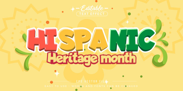 Hispanic heritage month typography poster, editable text effect.