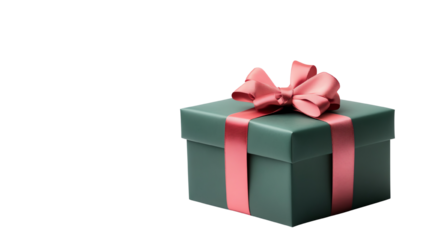 Decorative gift box with pink ribbon on a white background, perfect for celebrations and special occasions.