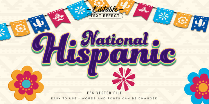 National Hispanic Heritage Month, editable text effect.