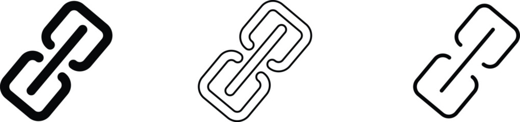 Attachment link icon set, Internet URL webpage url link vector. Chain, link symbol collection isolated on transparent background, Paperclip Hyperlink Icon. link From contact and communication device.