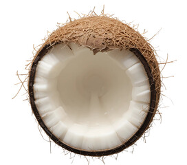 Coconut with top cut open.
