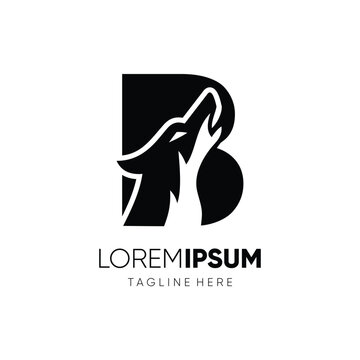 Letter B Initial Wolf Logo Design Vector Icon Graphic Emblem Symbol Image Illustration