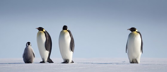Obraz premium The Adorable Group of Emperor Penguins on a Snowy Landscape