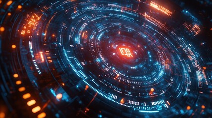 Obraz premium A luminous holographic HUD filled with amorphous light projections