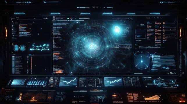 A futuristic interface filled with shimmering digital constellations