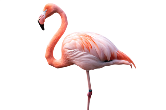 standing flamingo isolated on white background PNG ,ai generated