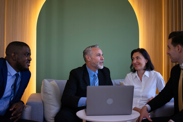 Group of white collar workers are working and meeting at office.