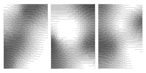 Trendy pixelated bitmap texture. Halftone gradient in Y2K style. Vector pixel template.