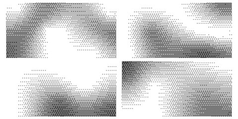 Trendy pixelated bitmap texture. Halftone gradient in Y2K style. Vector pixel template.