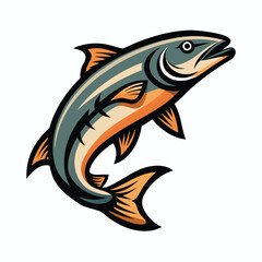 Fototapeta premium Swimming Salmon Facing Upward With Water Motion L