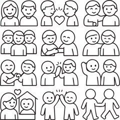 Simple Line Art People Icons – Minimalist Stick Figures & Geometric Human Characters Collection